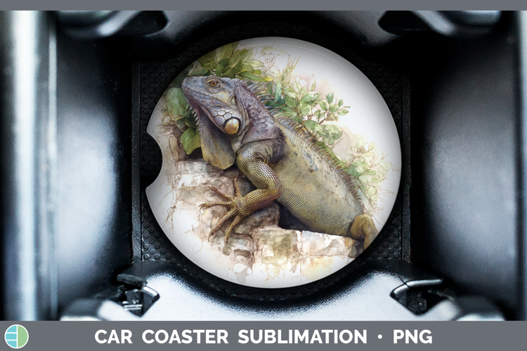 Iguana Lizards Car Coaster Sublimation Design