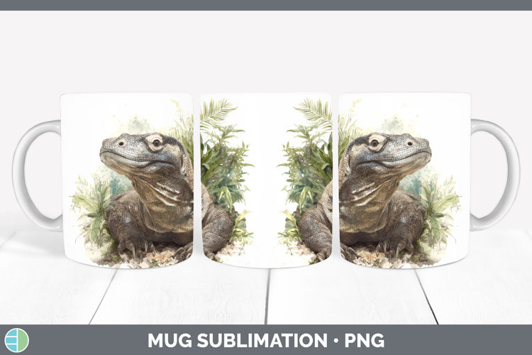 Komodo Dragon Lizards Mug Wrap Sublimation Design