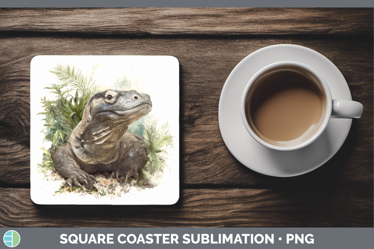 Komodo Dragon Lizards Square Coaster Sublimation Design