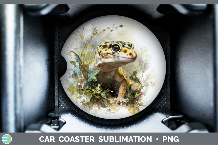 Leopard Gecko Lizards Car Coaster Sublimation Design