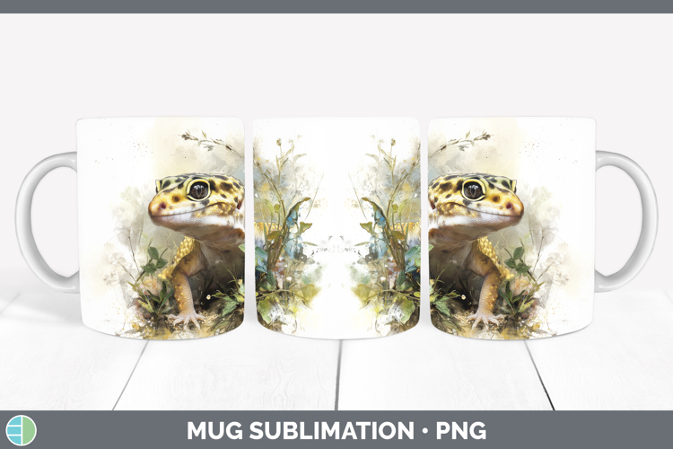 Leopard Gecko Lizards Mug Wrap Sublimation Design