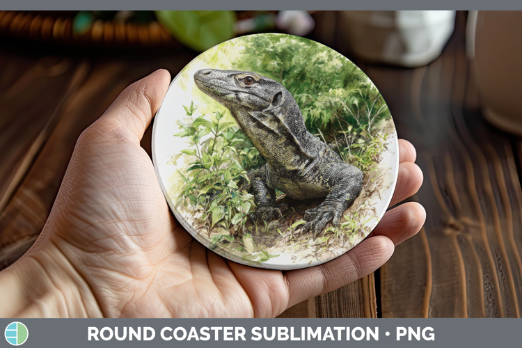 Monitor Lizards Round Coaster Sublimation Design
