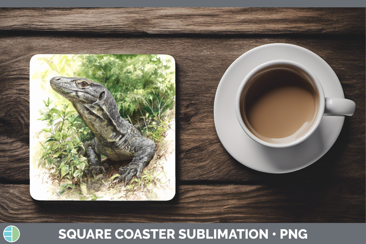 Monitor Lizards Square Coaster Sublimation Design