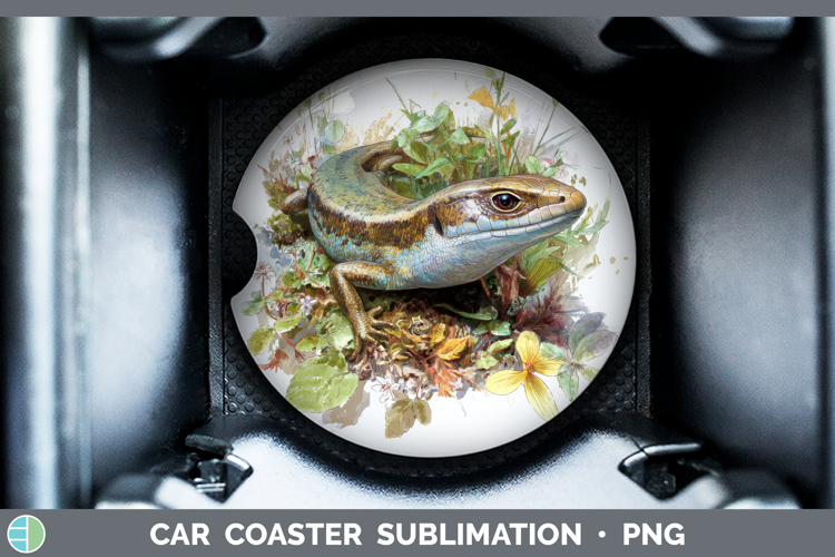 Skink Lizards Car Coaster Sublimation Design