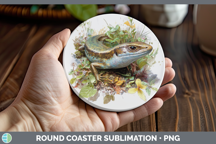 Skink Lizards Round Coaster Sublimation Design
