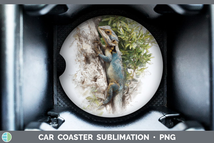 Tree Agama Lizards Car Coaster Sublimation Design