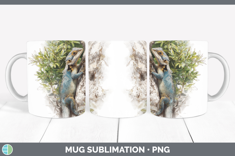 Tree Agama Lizards Mug Wrap Sublimation Design