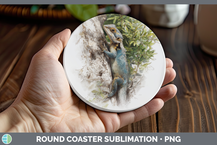 Tree Agama Lizards Round Coaster Sublimation Design