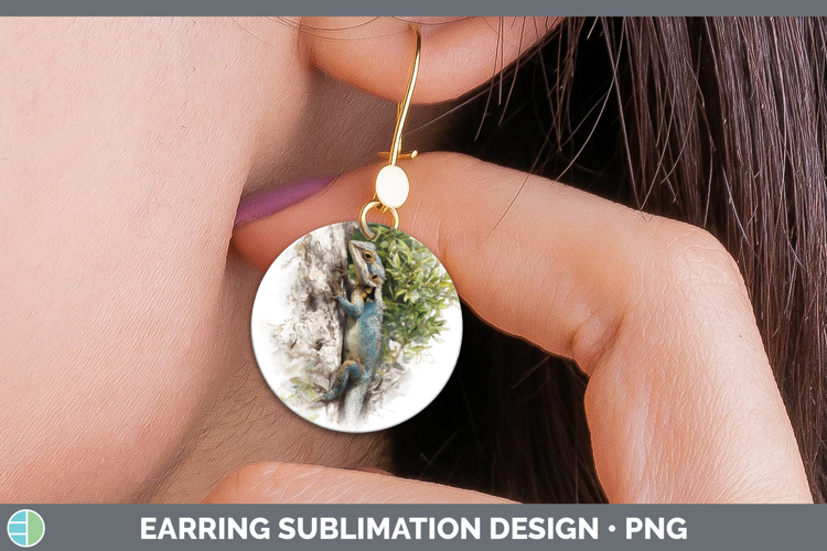 Tree Agama Lizards Round Earrings Sublimation Design