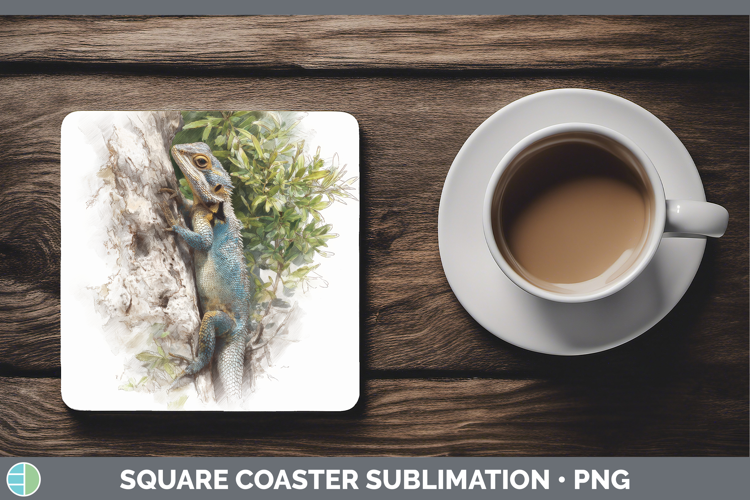 Tree Agama Lizards Square Coaster Sublimation Design