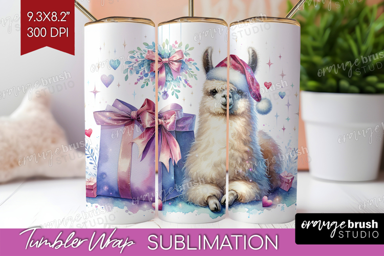 Llama Pastel Christmas Tumbler Wrap Coquette Xmas Tumbler