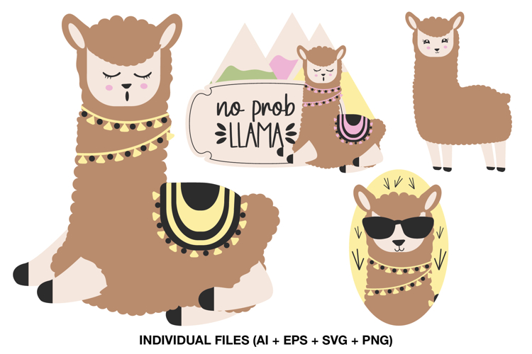 Llama Birthday Clipart, Boho Alpaca Party Graphics