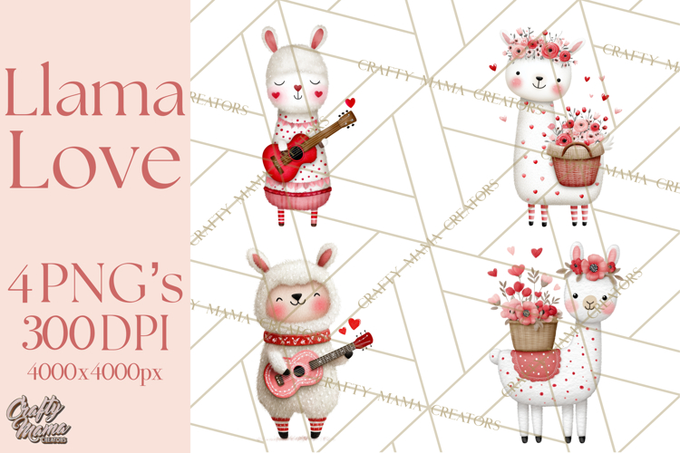 Llama Valentine PNG, Alpaca Love Art, Heart Shack Clipart