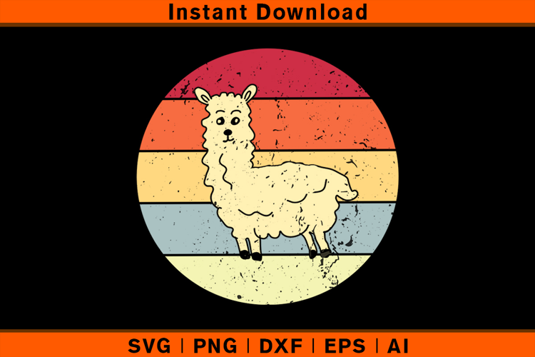 Distressed Retro Llama SVG Vintage Cute Animal Clipart