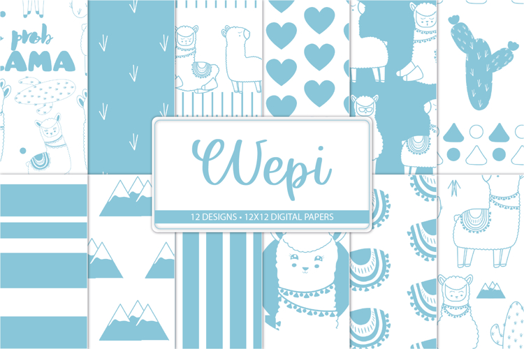 Llama Scrapbook Paper, Alpaca Boho Animal Patterns