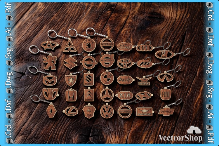 Personalized Car Keychains - Decorative Templates for Gifts