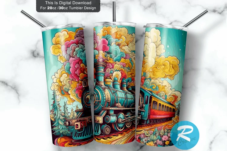 Locomotive Train Colorful 20oz/30oz Skinny Tumbler