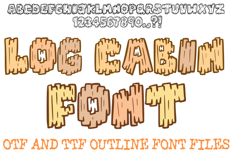 Log Cabin Lettering Font Cartoon Wood Timber ABC OTF Type