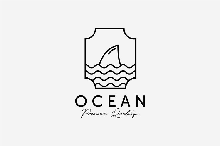 Emblem of Ocean Shark Line Art Logo, Illustration Design (2060176
