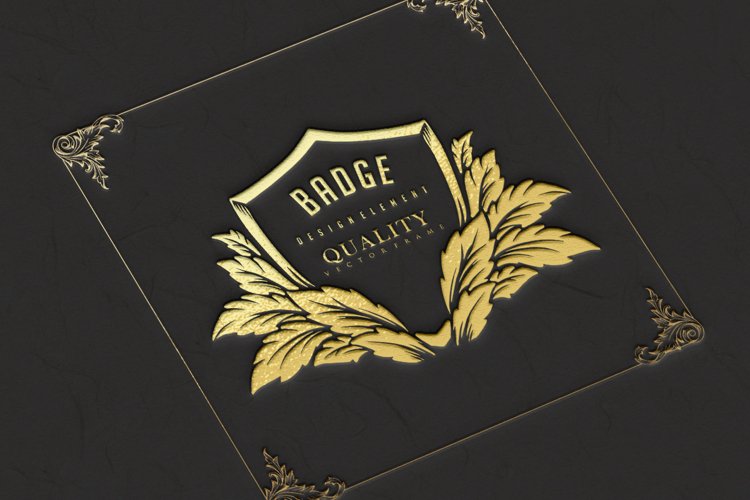 Classic badge shield floral elements SVG