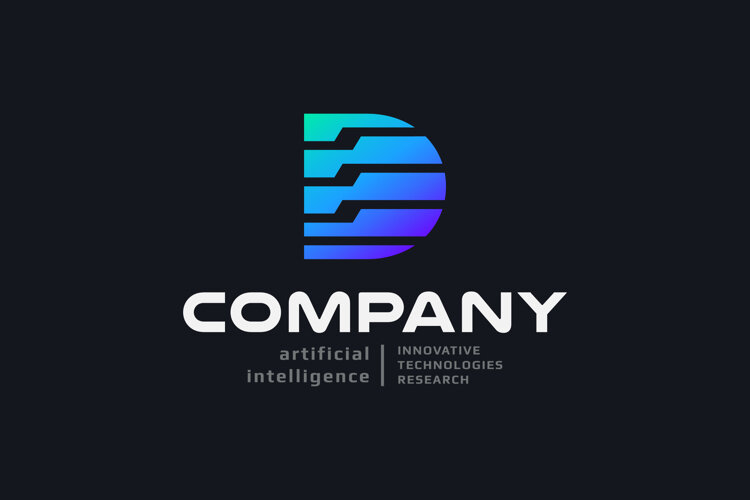Striped Letter D Tech Logo example image 1