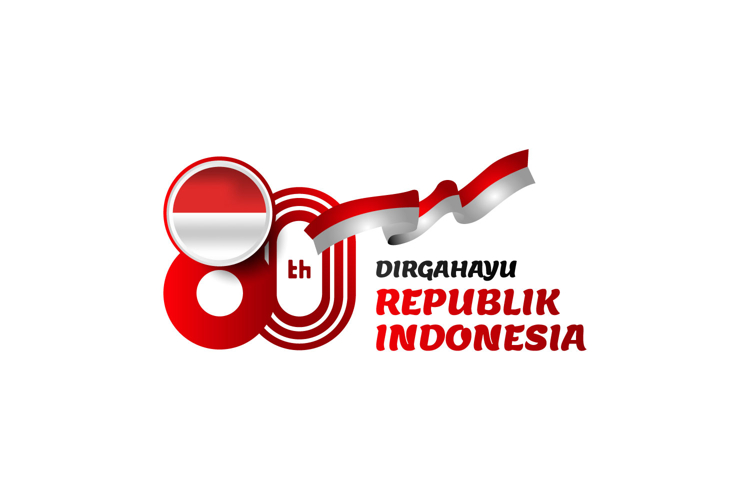 Logo Hut RI 80th indonesia independence day template concept