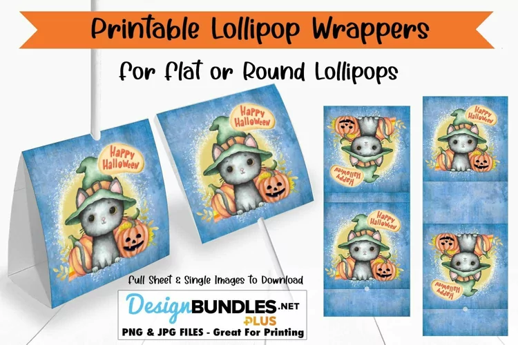 Halloween Cat Printable Lollipop Holder | Sucker Wrapper