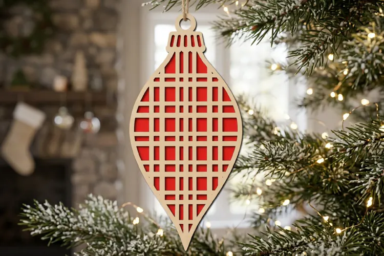 Long Christmas Ornament SVG Laser Cut, Holiday Decor Design