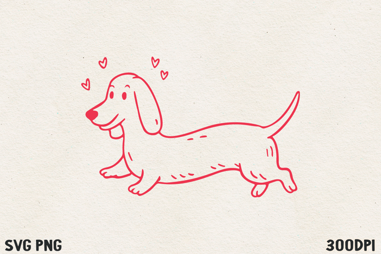 Cute Long Dachshund SVG PNG | Funny Wiener Dog Valentine.