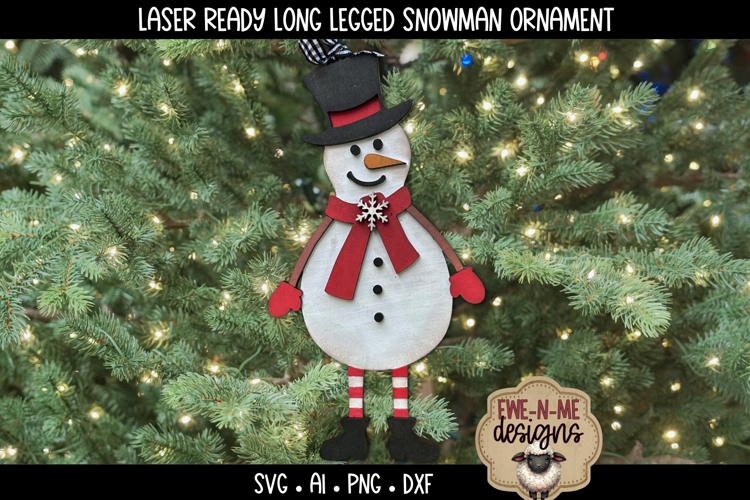 Long Legged Snowman Ornament | Laser Ready SVG