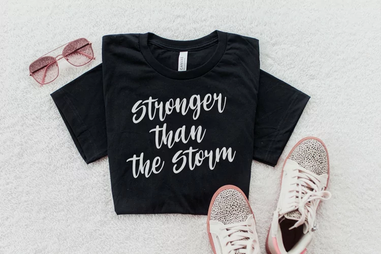 Stronger Then The Storm SVG Inspirational Positive Quote PNG