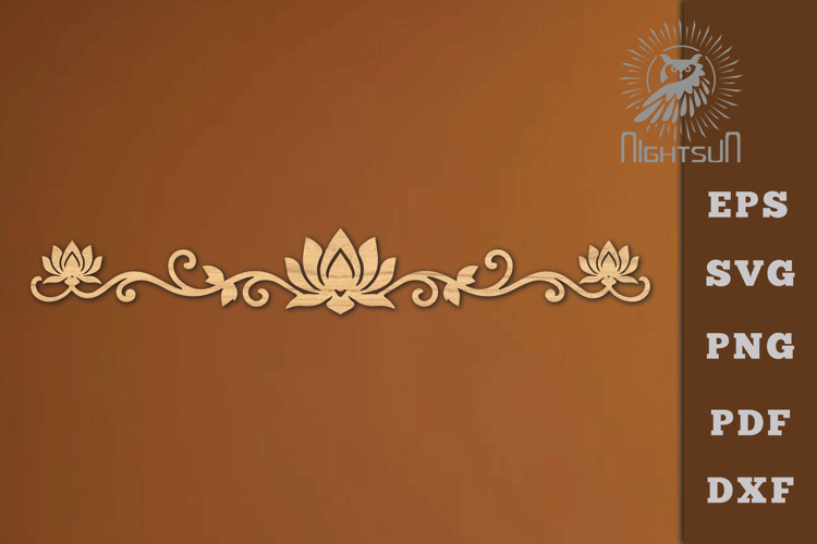 Lotus Border Lasercut Decoration SVG example image 1