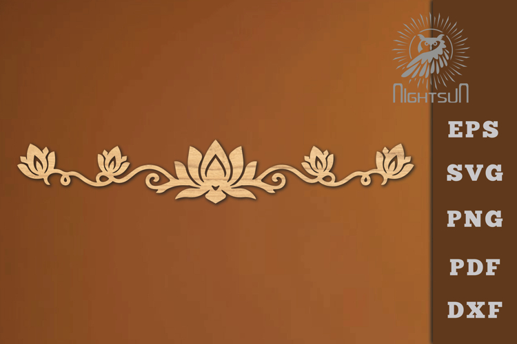 Lotus Border Lasercut Decoration SVG example image 1