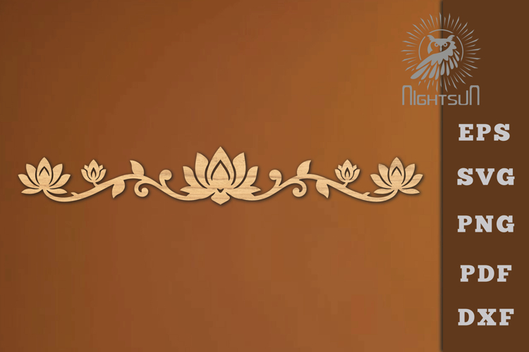 Lotus Border Lasercut Decoration SVG example image 1