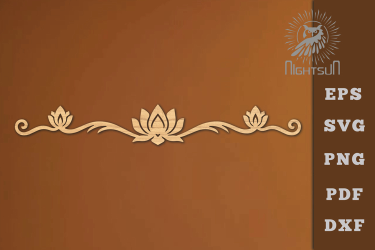 Lotus Border Lasercut Decoration SVG example image 1