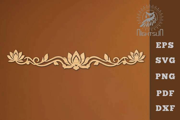 Lotus Border Lasercut Decoration SVG example image 1