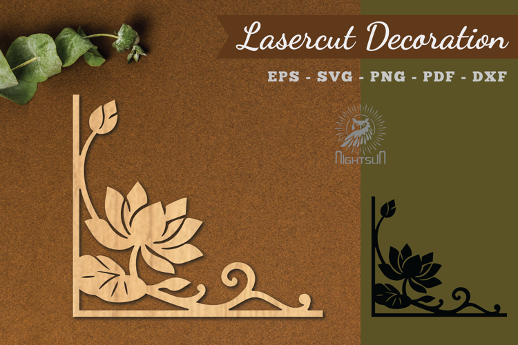 Lotus Corner Lasercut Decoration SVG example image 1