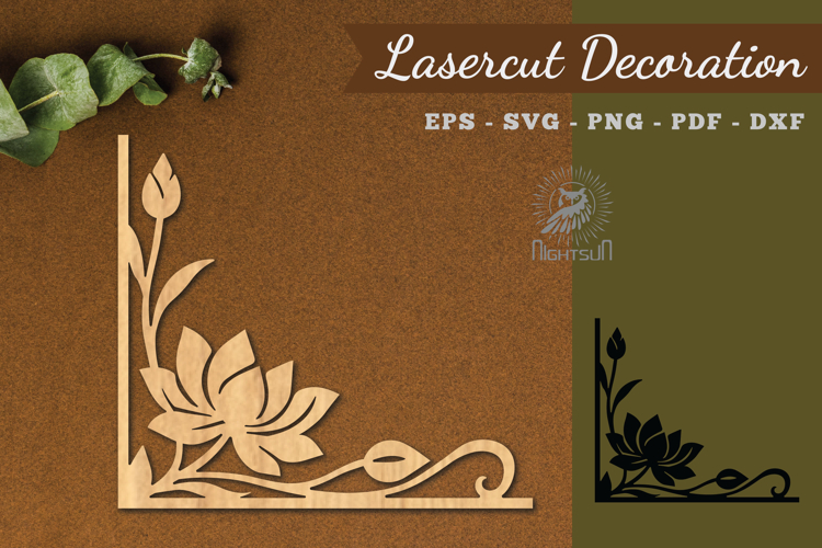 Lotus Corner Lasercut Decoration SVG example image 1
