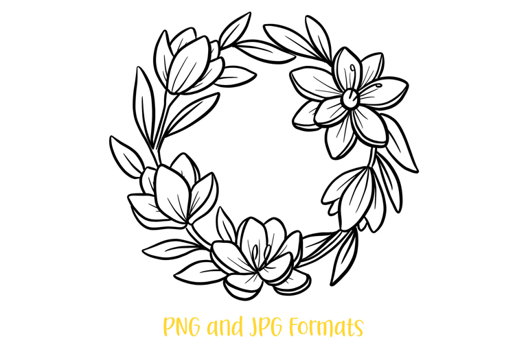 Lotus Floral Wreath Flower Illustration Clipart PNG