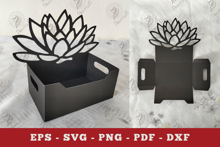 Lotus Flower Box Display Papercut SVG