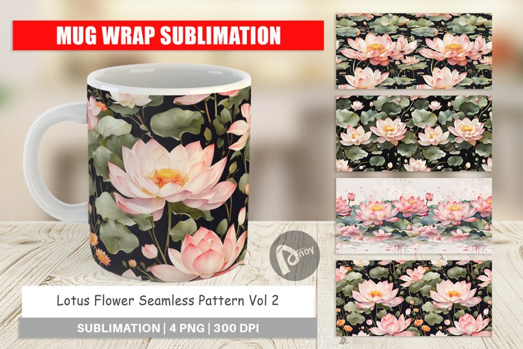 Mug Wrap Design Lotus Pattern