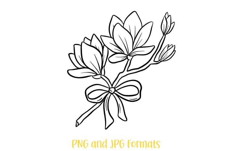 Lotus Flowers and Bow Floral Illustration Clipart PNG