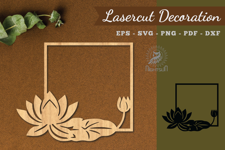 Lotus Frame Lasercut Decoration SVG example image 1