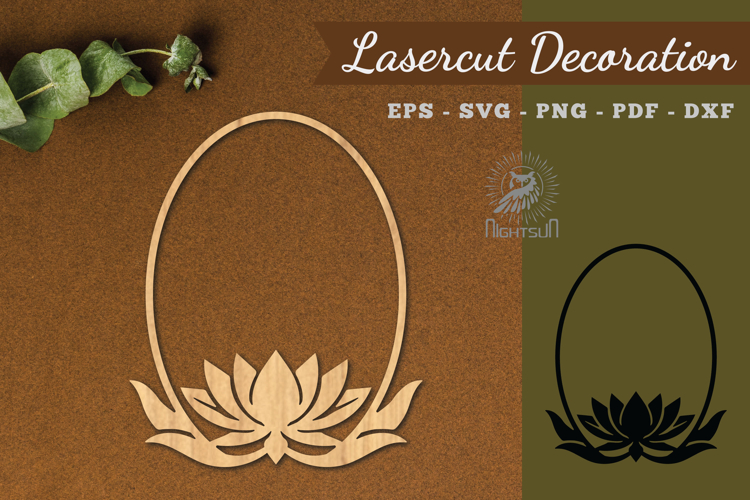 Lotus Frame Lasercut Decoration SVG example image 1