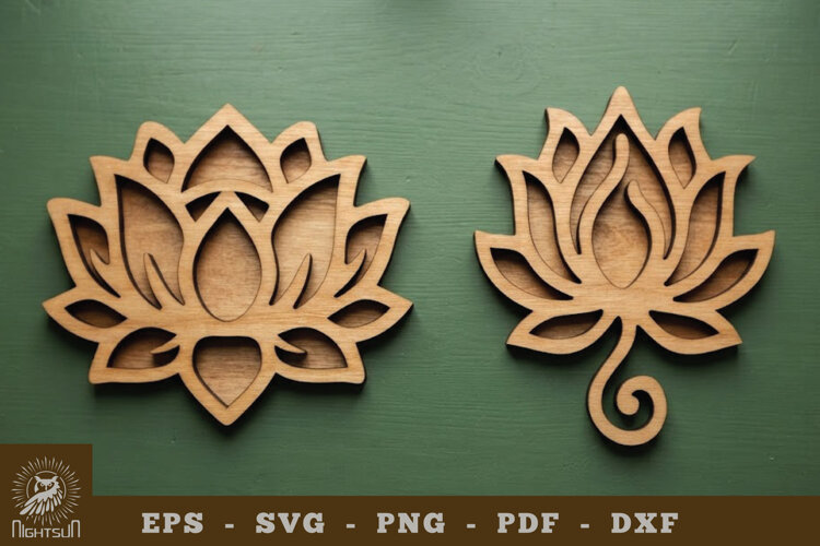 Lotus Lasercut Decoration SVG example image 1