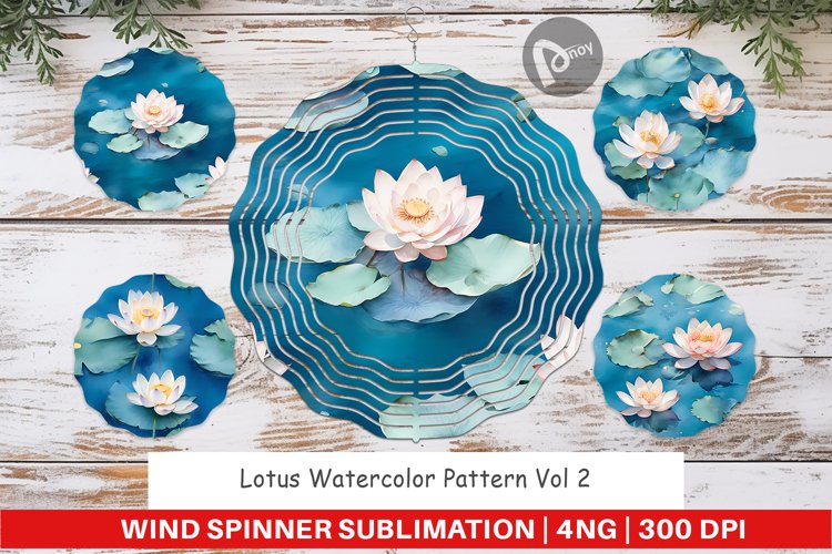 Wind Spinner Lotus Watercolor Pattern