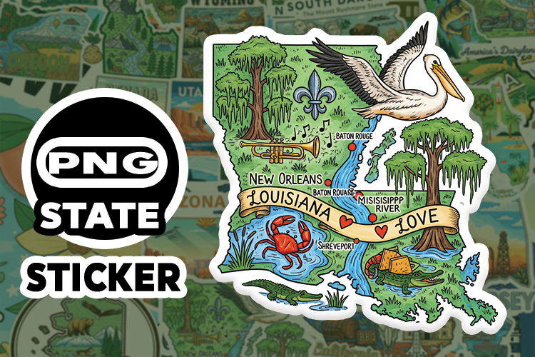 Louisiana Sticker PNG SVG | State Outline Decal File |