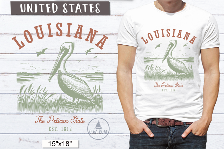 Louisiana PNG | Vintage United States Sublimation Design