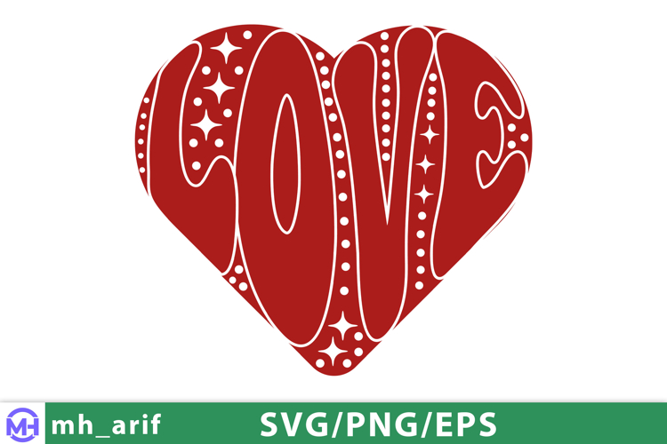 Retro Love Heart Valentine Day SVG PNG T-shirt Design