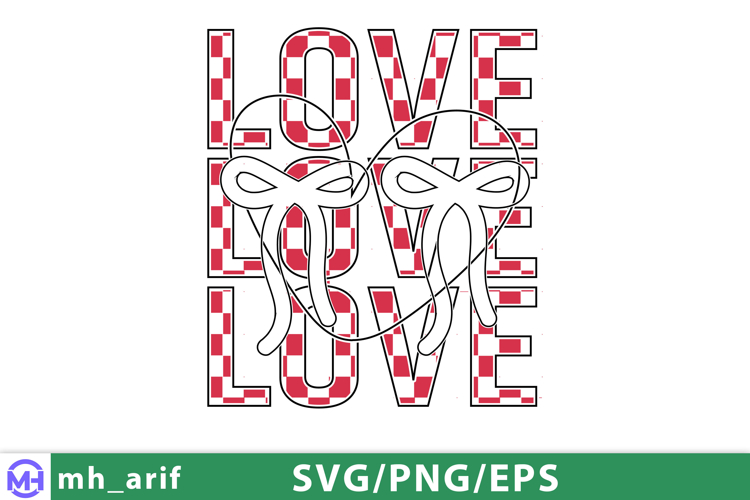 Retro Love Valentine Coquette Bow SVG PNG T-shirt Design